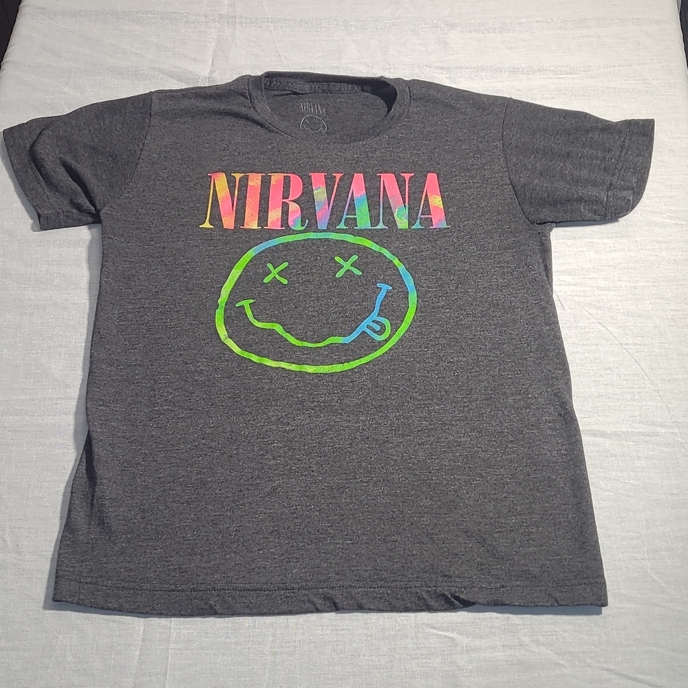 Nirvana Gray Tee With Multicolor Logo - image 1